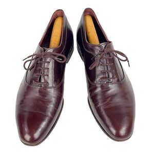 Mario Bruni Leather Oxfords Men's 10 M Burgundy Brown Flats Dress Shoes Italy